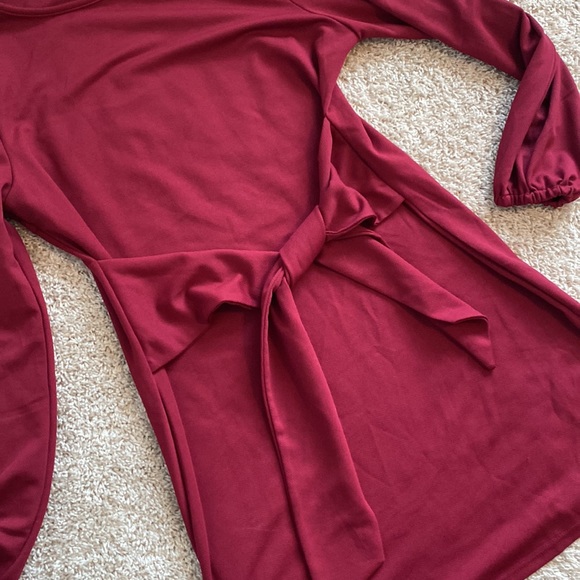 Burgundy Dress with tie - Picture 3 of 3